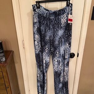 Harve Benard Blue Snake Print Stretch Pants